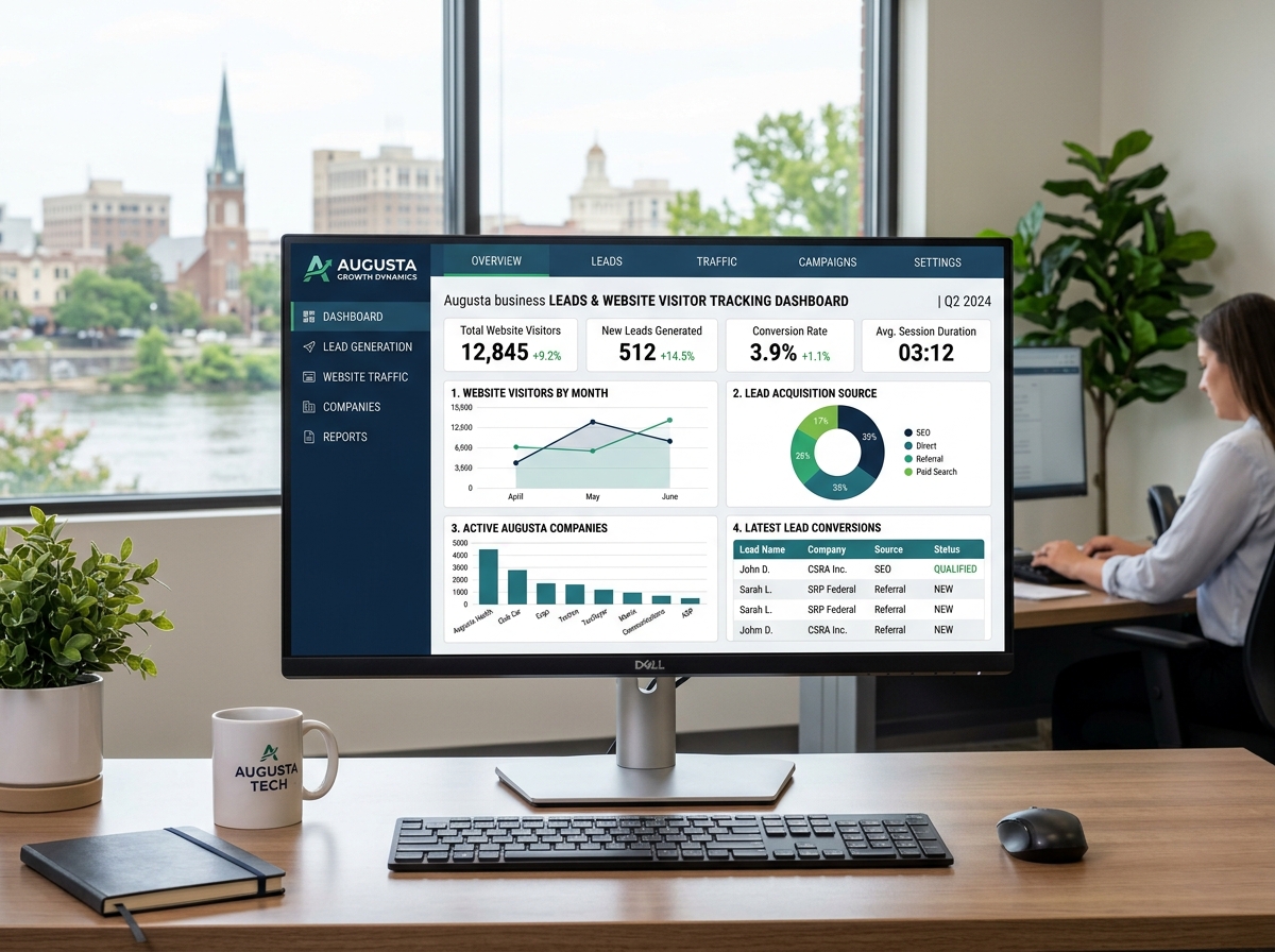 Data dashboard showing Augusta business lead generation and visitor tracking - Augusta web design