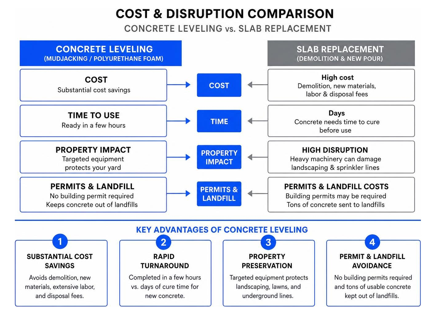 cost and disruption comparison between concrete leveling and slab replacement cost and disruption comparison between concrete leveling and slab replacement