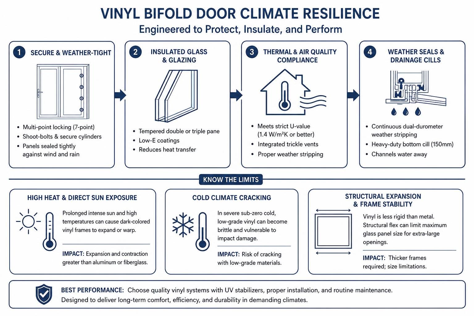 Vinyl bifold door climate resilience and limits Vinyl bifold door climate resilience and limits