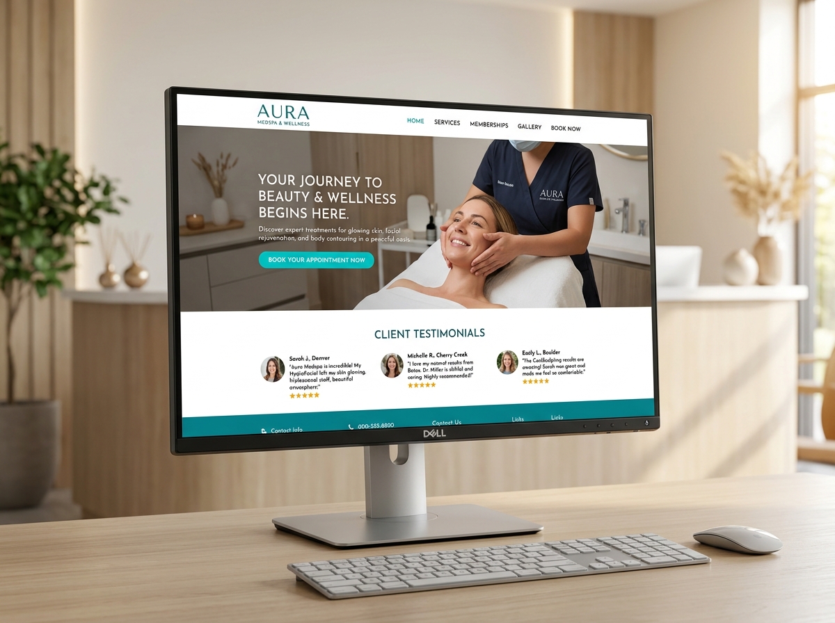 High-converting medspa landing page layout showing clear CTA and social proof - medspa google ads management