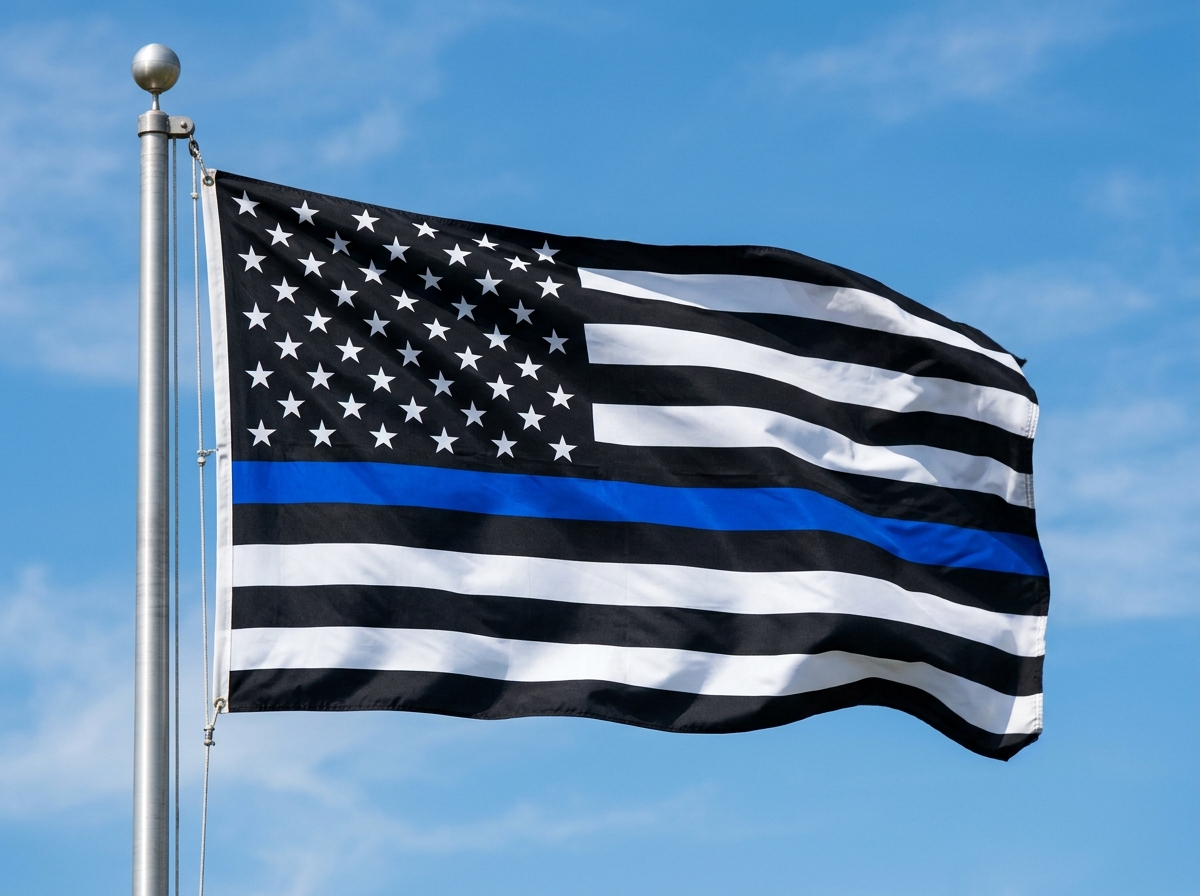 The Thin Blue Line flag representing support for law enforcement - blue lives matter florida The Thin Blue Line flag representing support for law enforcement - blue lives matter florida