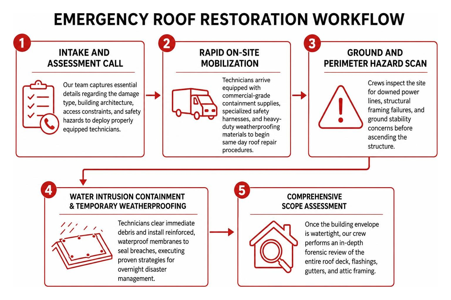 Emergency roof restoration workflow