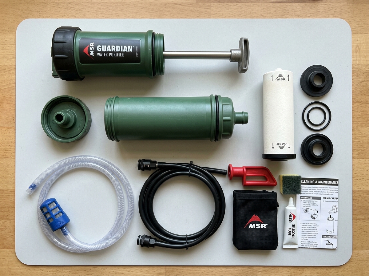 A ceramic pump filter disassembled for cleaning and maintenance - backpacking water filter pump A ceramic pump filter disassembled for cleaning and maintenance - backpacking water filter pump