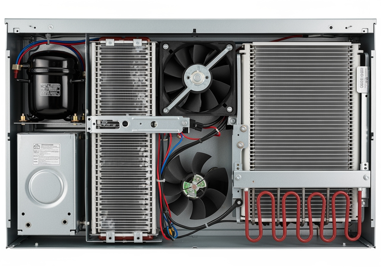 internal components of a window AC with a heater - window ac and heater