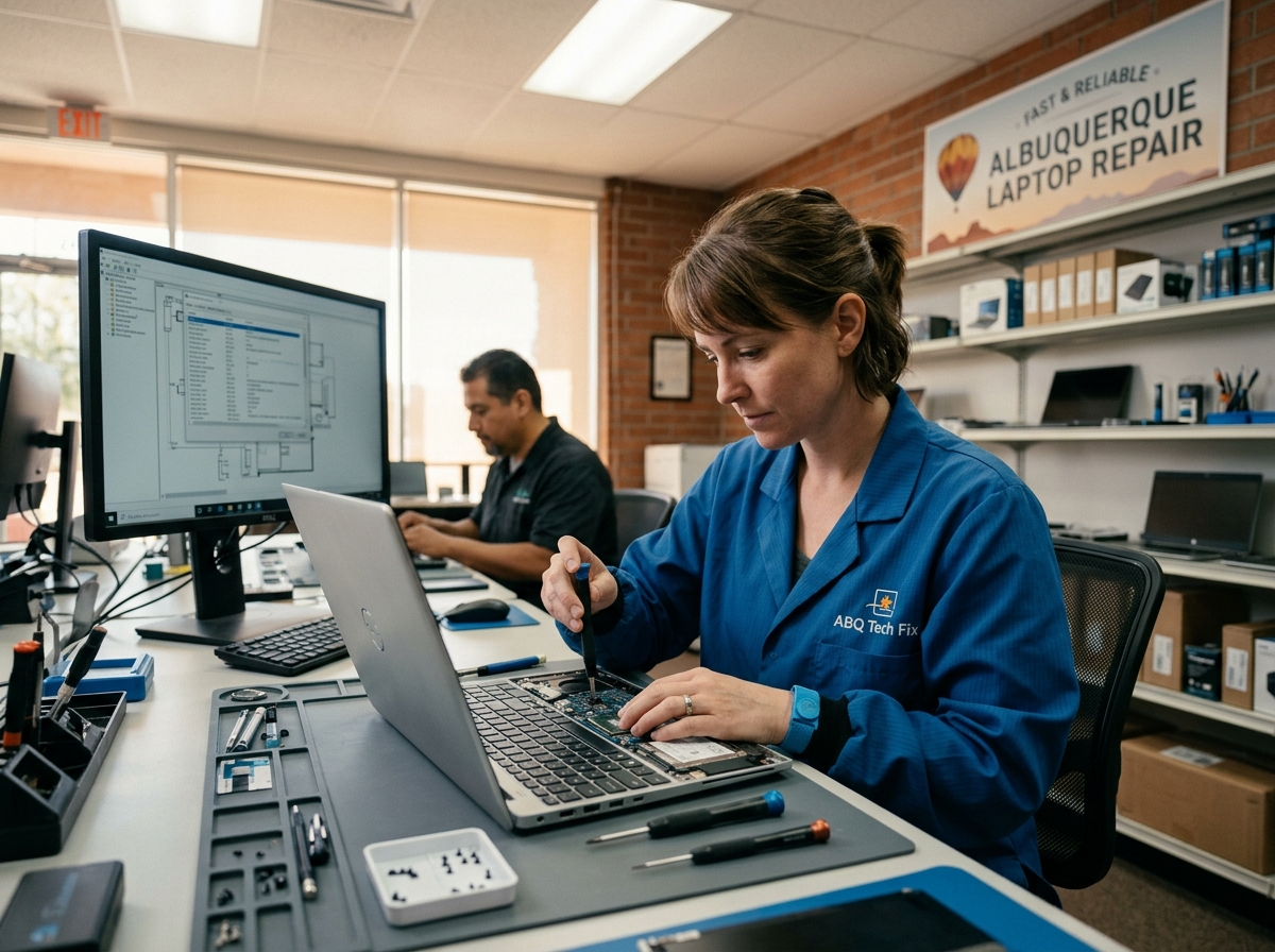professional service center with organized workstations - Albuquerque laptop repair