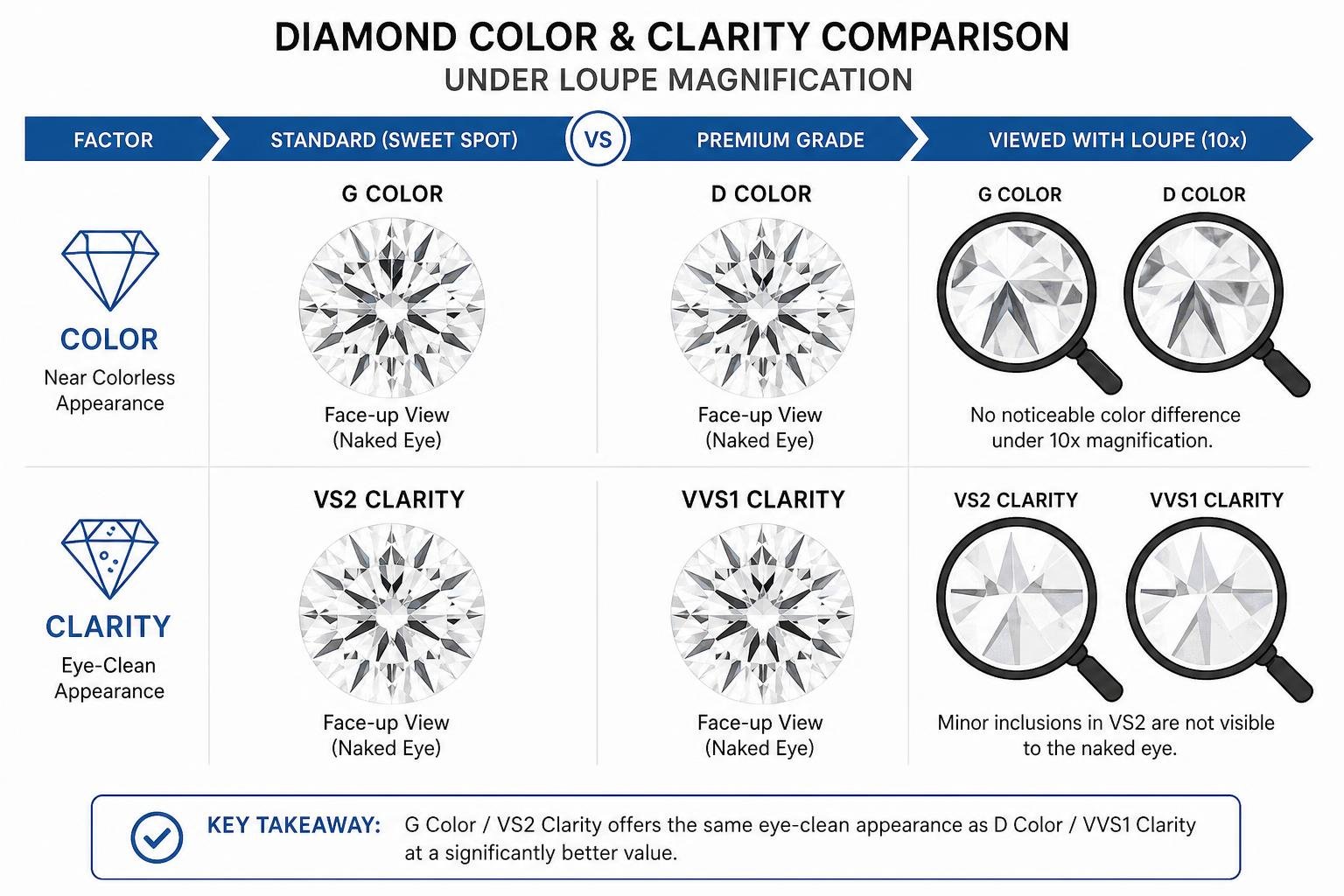 comparison of diamond color and clarity grades under loupe magnification comparison of diamond color and clarity grades under loupe magnification