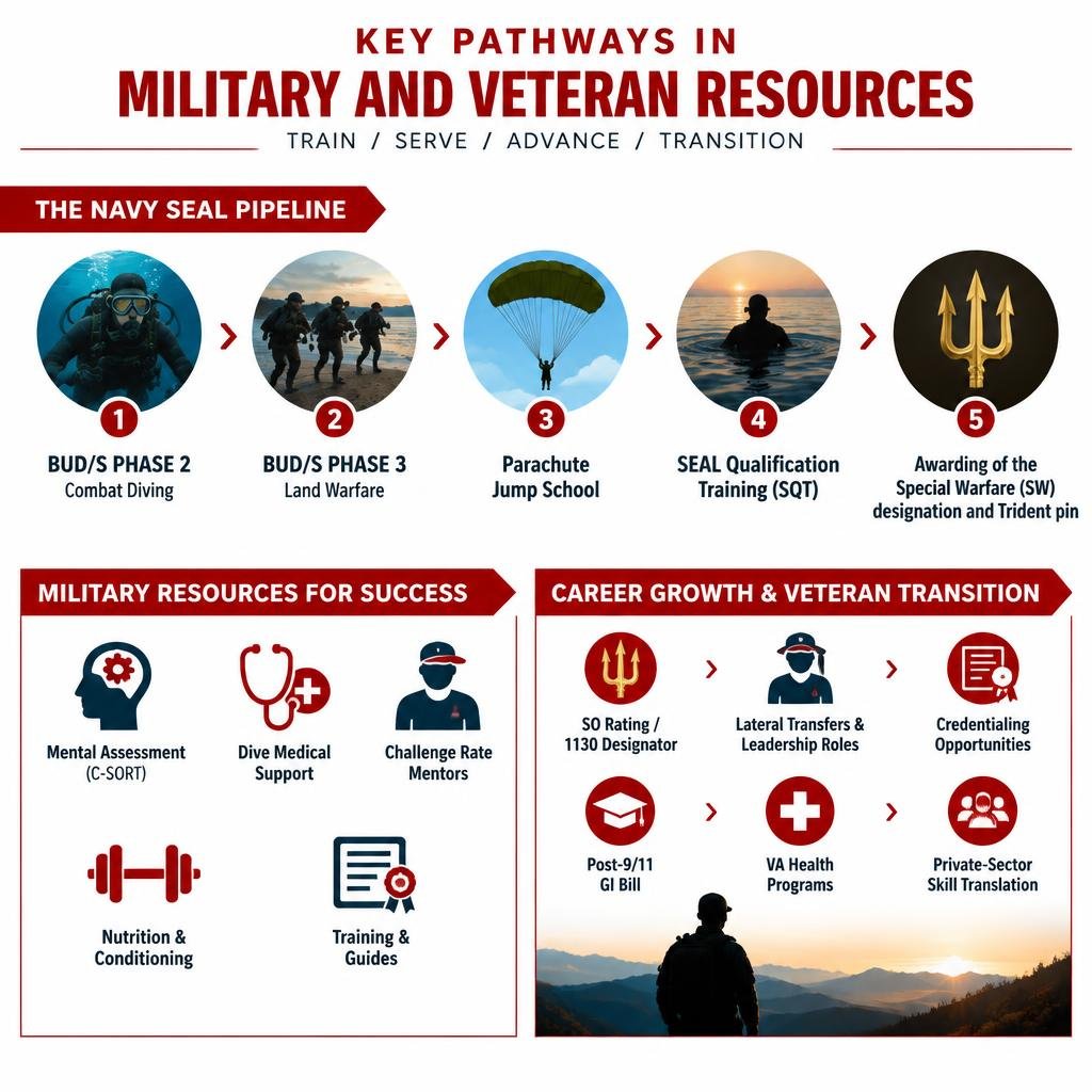 infographic explaining key pathways in military and veteran resources infographic