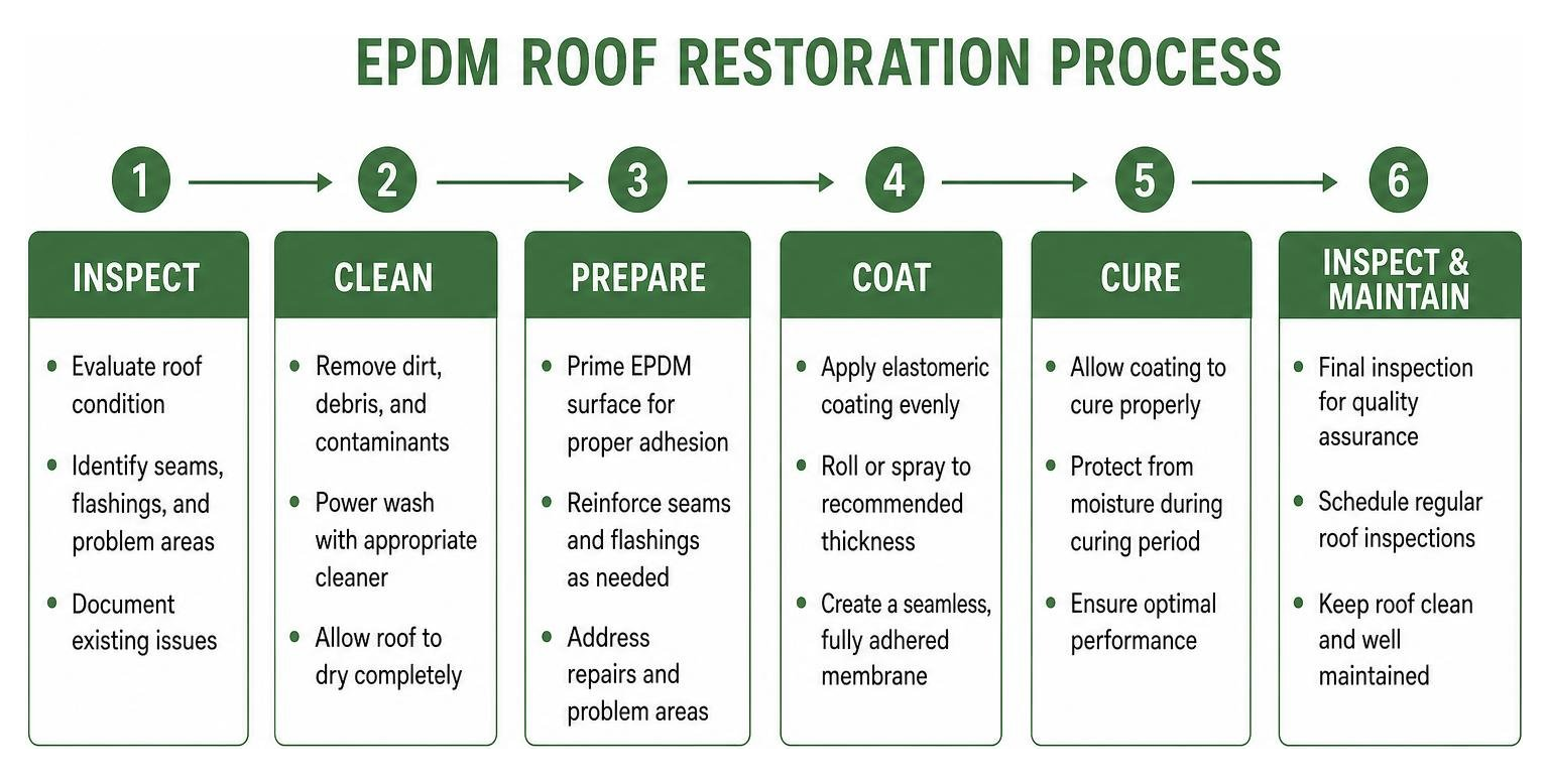EPDM roof restoration process diagram EPDM roof restoration process diagram
