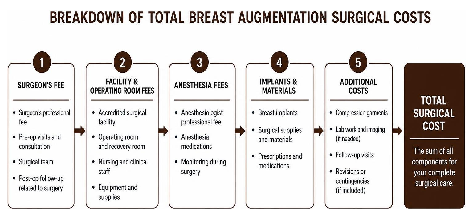 Breakdown of total breast augmentation surgical costs