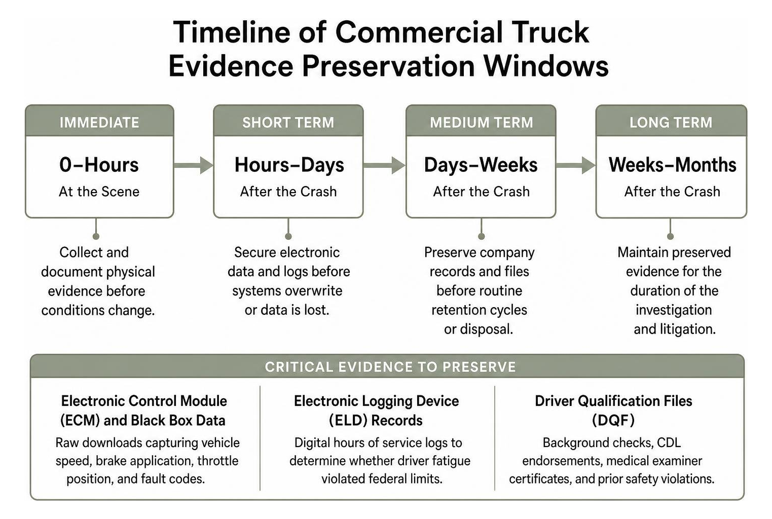 Timeline of commercial truck evidence preservation windows Timeline of commercial truck evidence preservation windows