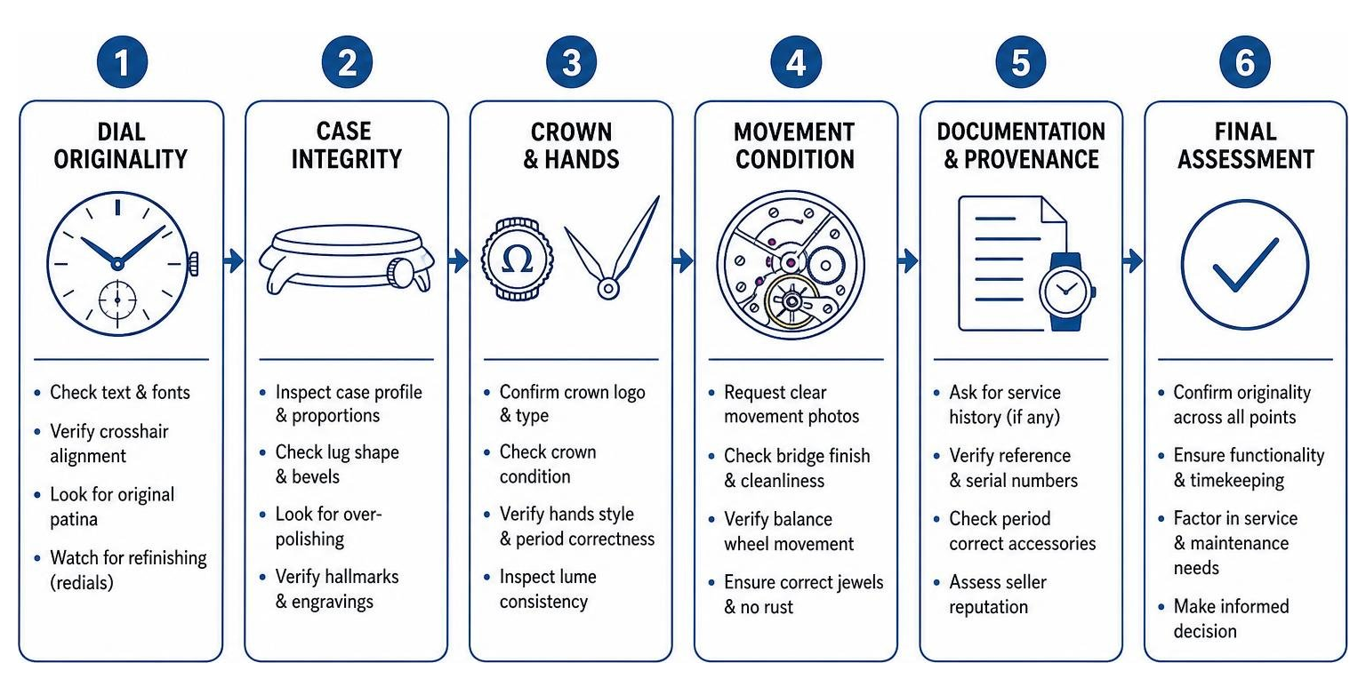 Step-by-step inspection workflow for authenticating vintage dress watches Step-by-step inspection workflow for authenticating vintage dress watches