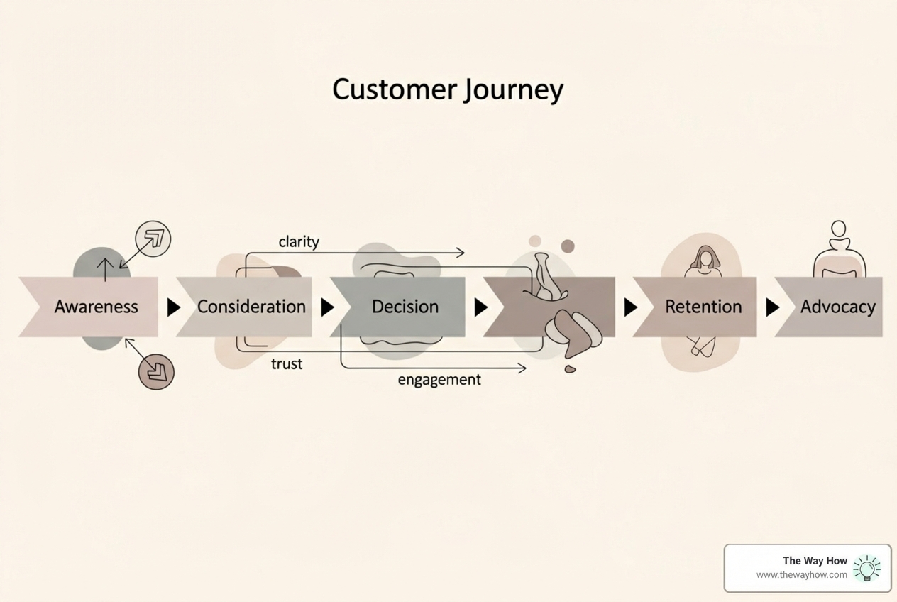 diagram illustrating a clear customer journey from awareness to advocacy, emphasizing psychological stages - marketing strategy consulting