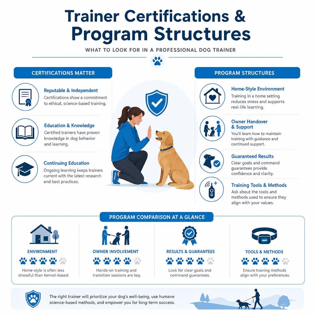 comparison of trainer certifications and program structures infographic