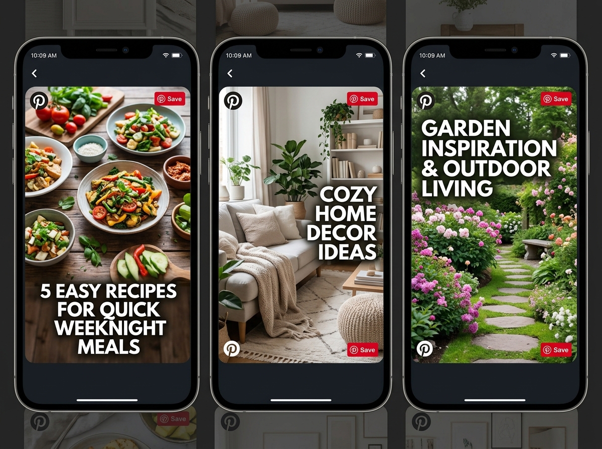 Example of 2:3 aspect ratio vertical pins with clear text overlays - small business pinterest tips