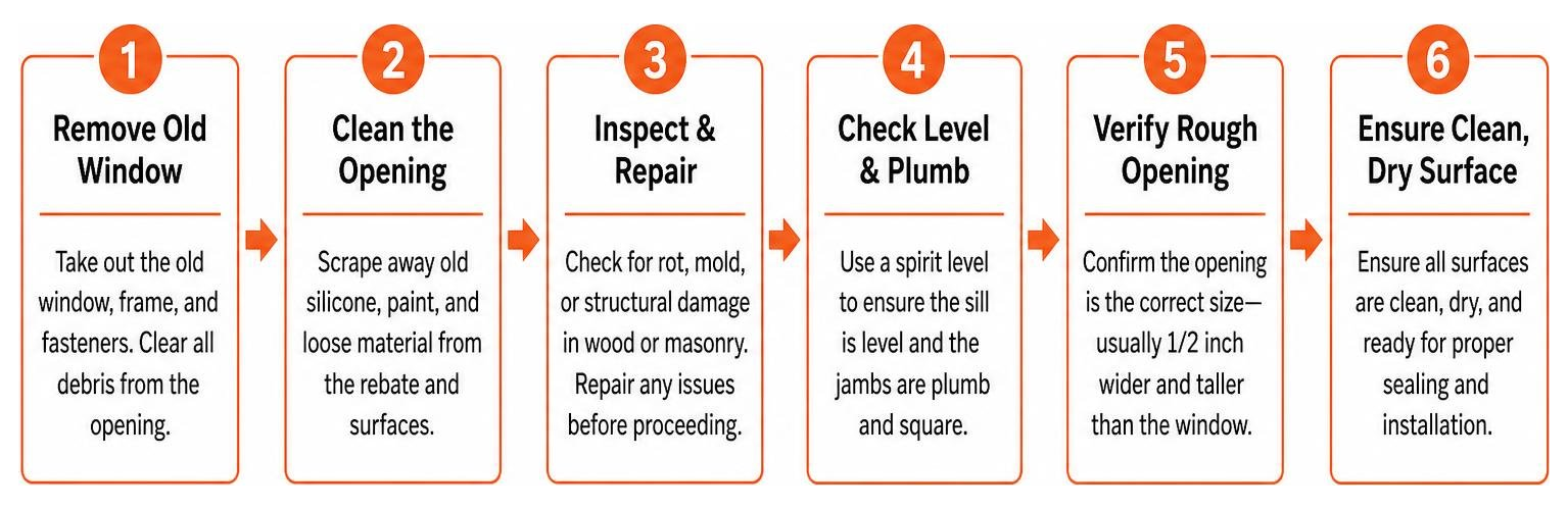 Window opening preparation steps diagram