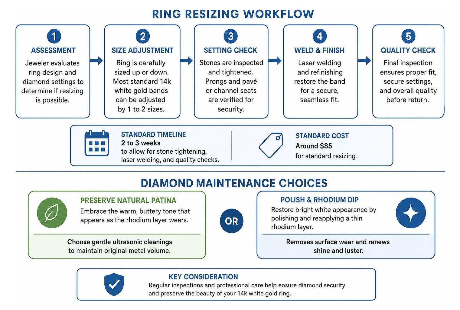 ring resizing and diamond maintenance workflow