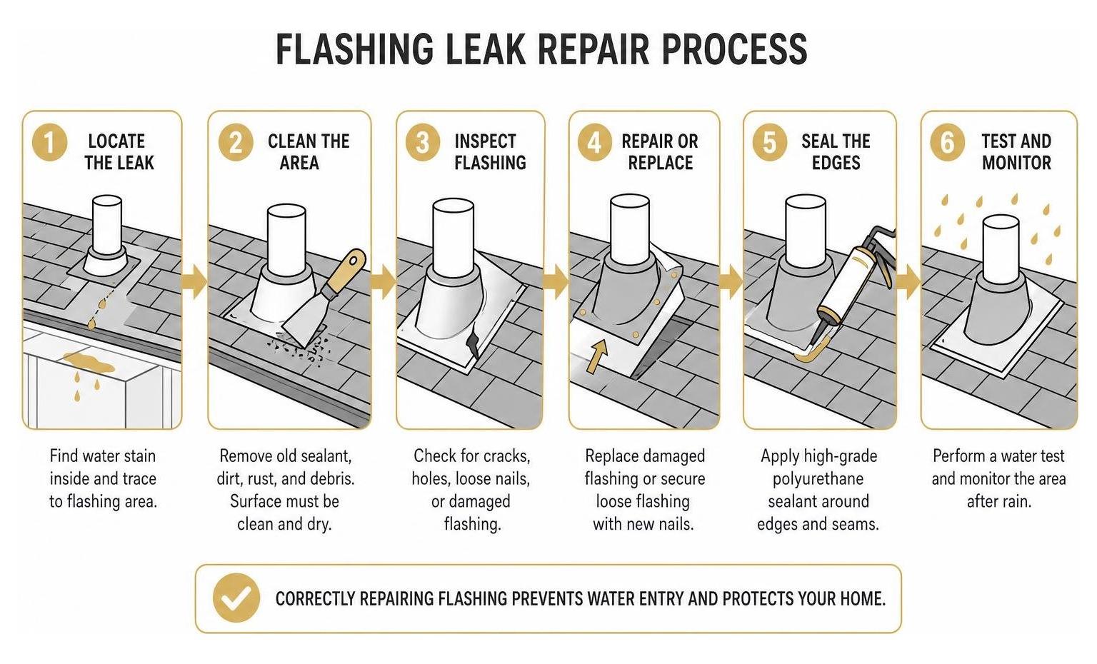 flashing leak repair process diagram