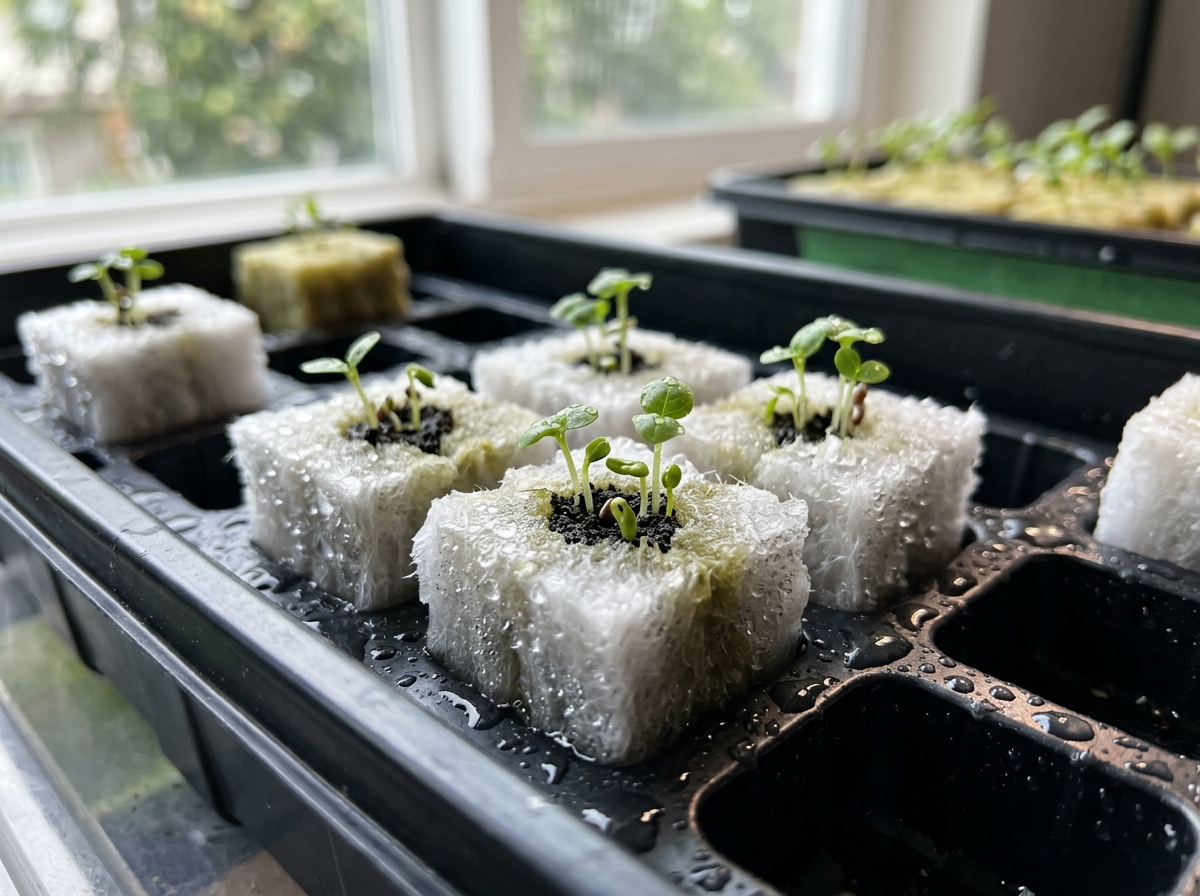basil seeds sprouting in rockwool cubes - hydroponic basil seeds basil seeds sprouting in rockwool cubes - hydroponic basil seeds