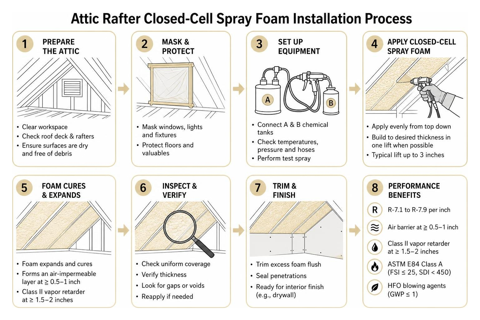 attic rafter closed-cell spray foam installation process attic rafter closed-cell spray foam installation process
