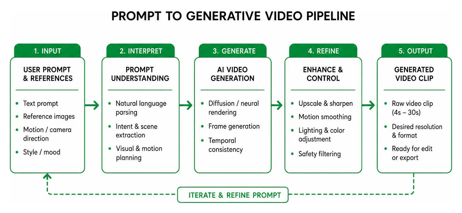 Prompt to generative video pipeline visualization