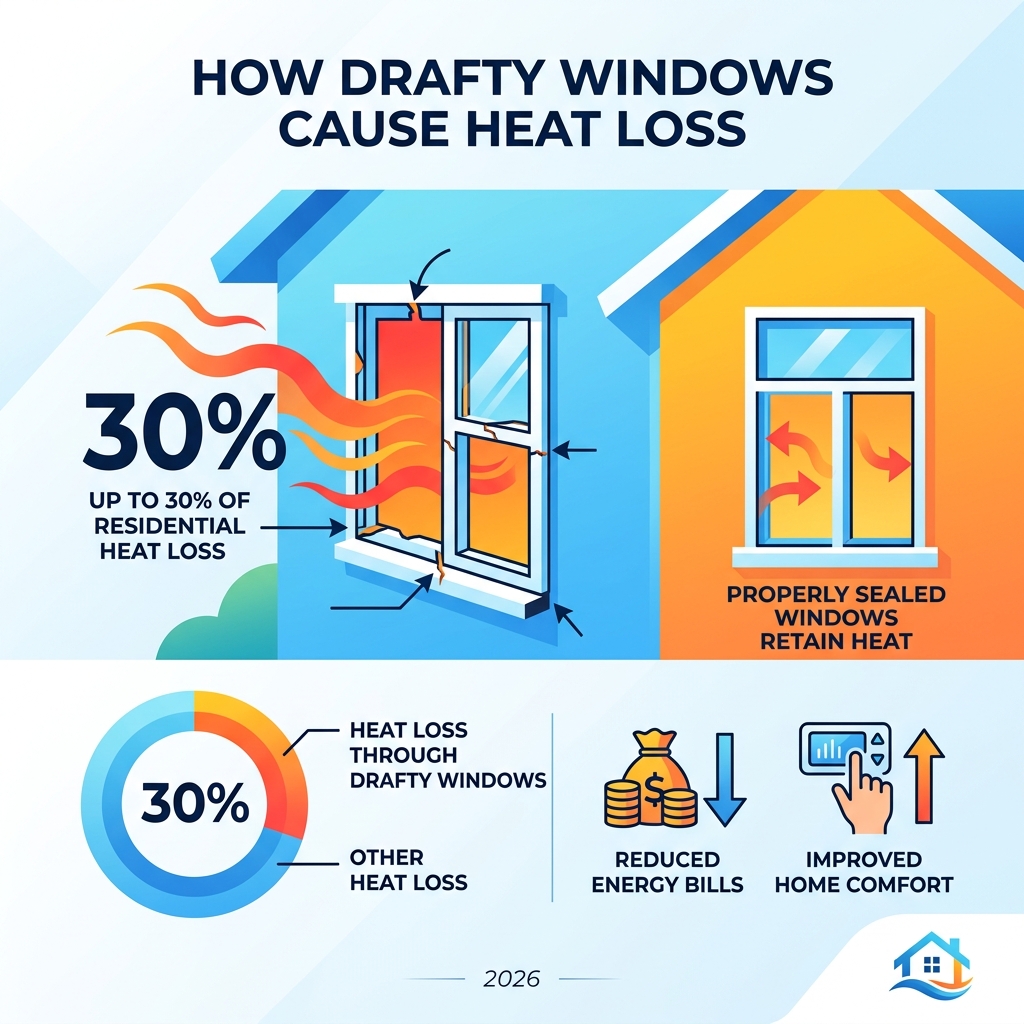 infographic showing how drafty windows account for 30% of residential heat loss - draft proof windows infographic infographic showing how drafty windows account for 30% of residential heat loss - draft proof windows infographic