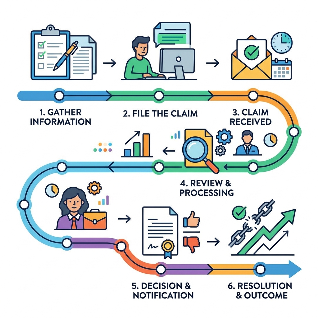 Timeline of student debt relief claim process from filing to resolution - student delay claim process infographic 