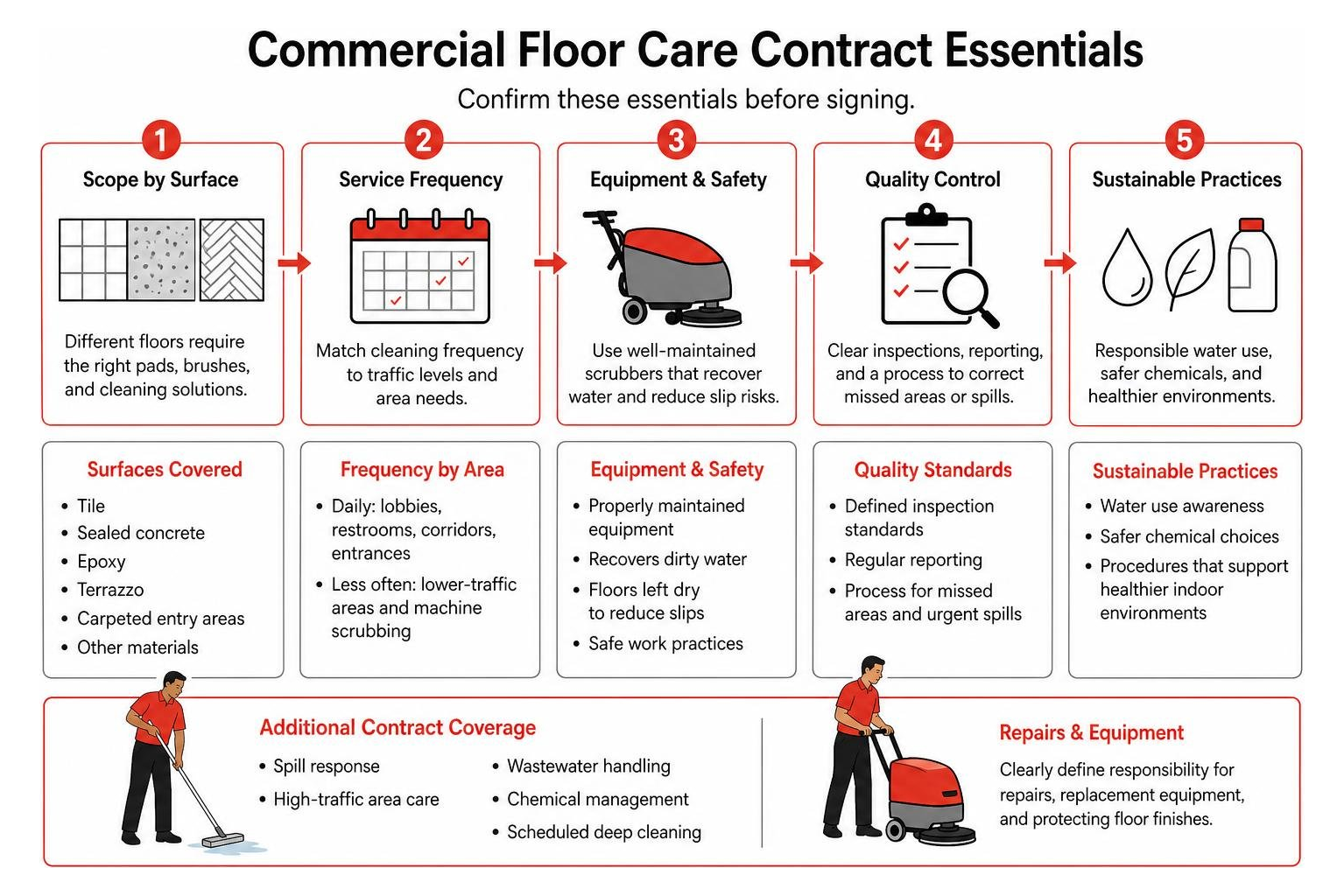 Commercial floor care contract essentials infographic