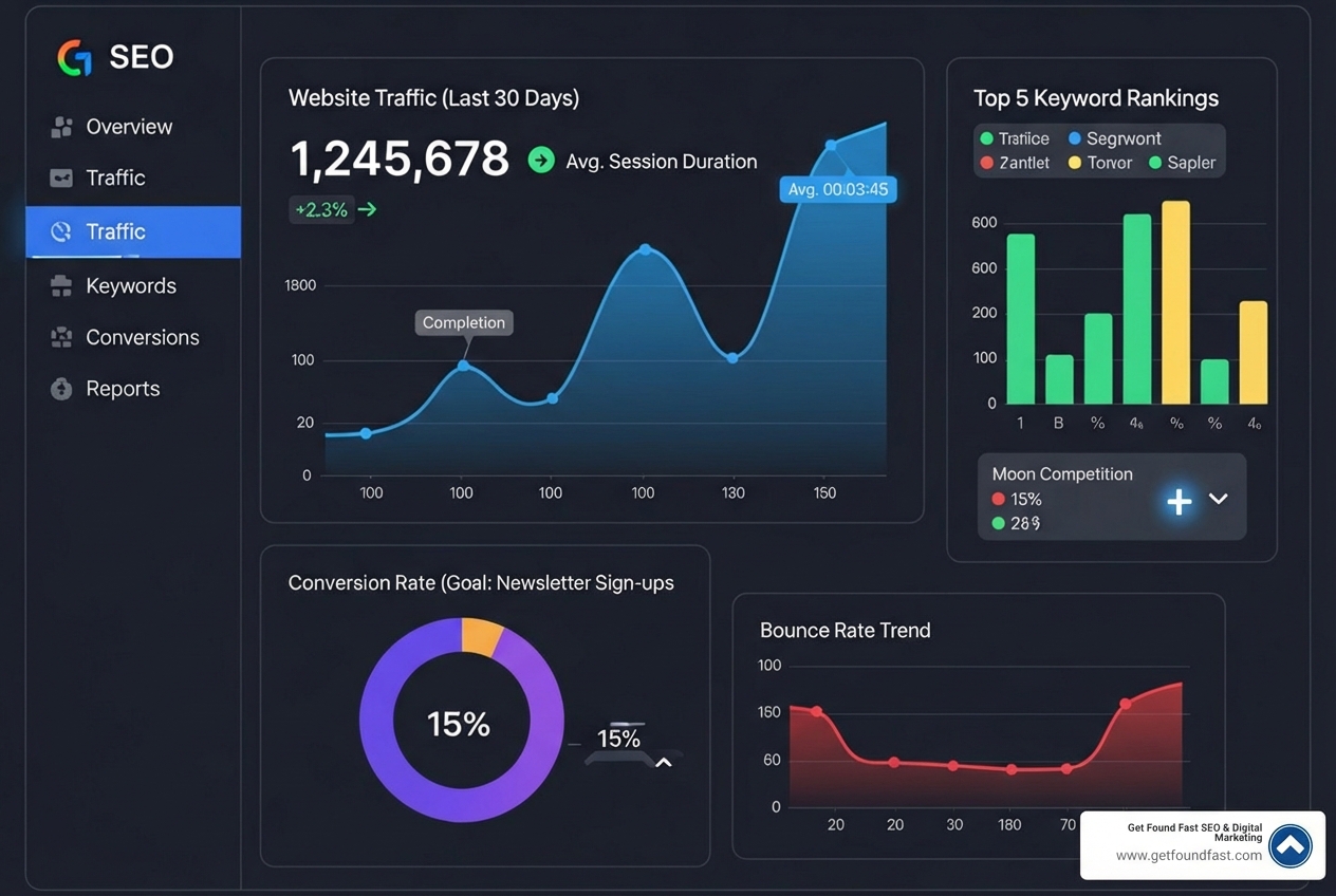 dashboard showing SEO KPIs like traffic growth and keyword rankings - search engine optimization company denver co dashboard showing SEO KPIs like traffic growth and keyword rankings - search engine optimization company denver co