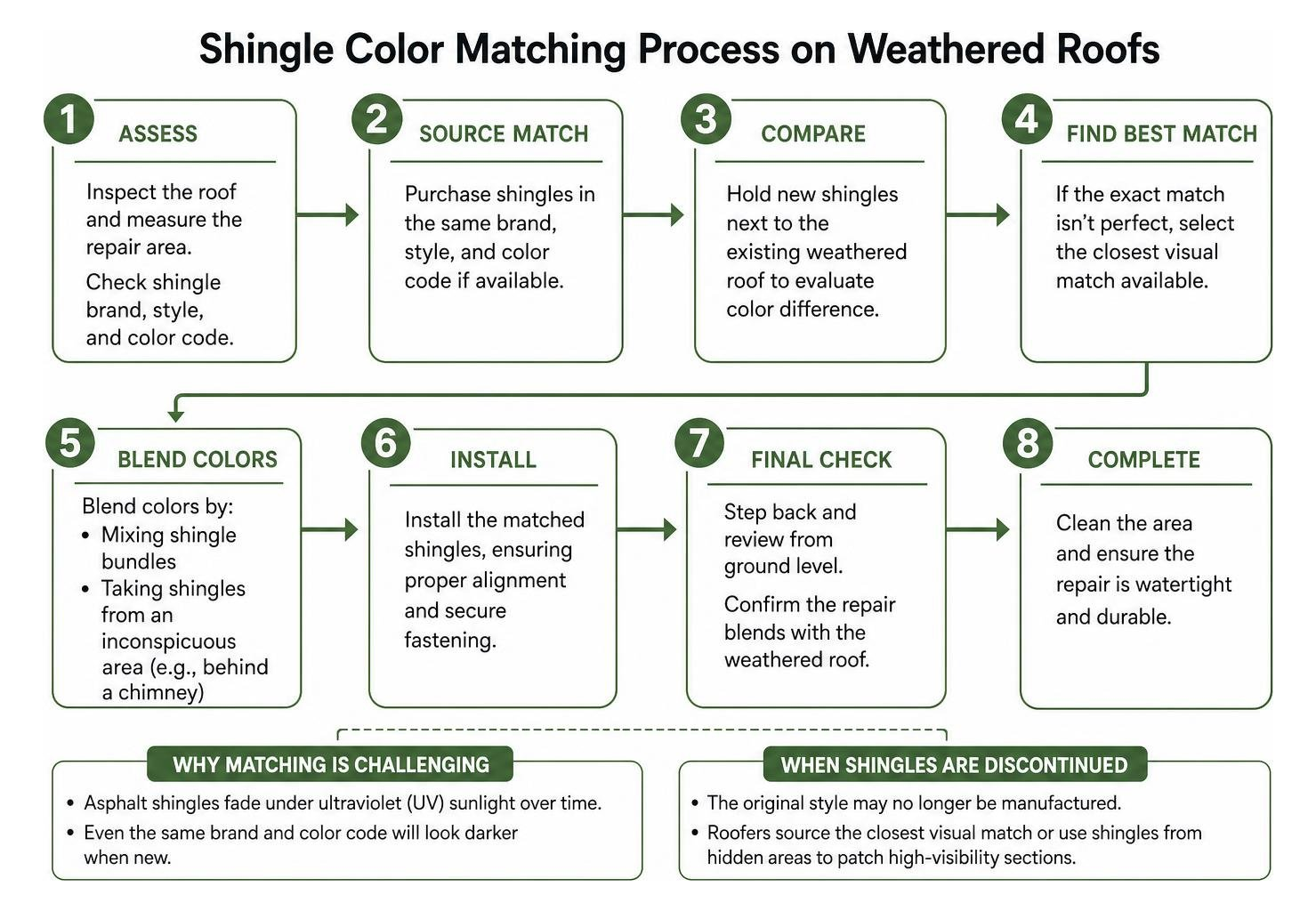 shingle color matching process on weathered roofs shingle color matching process on weathered roofs