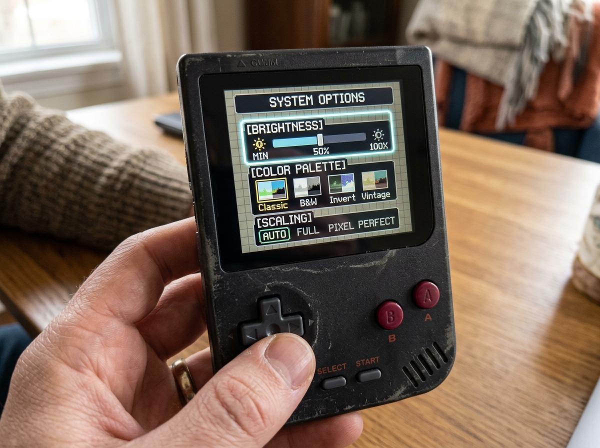 On-Screen Display menu on a handheld console - mod kit retro display