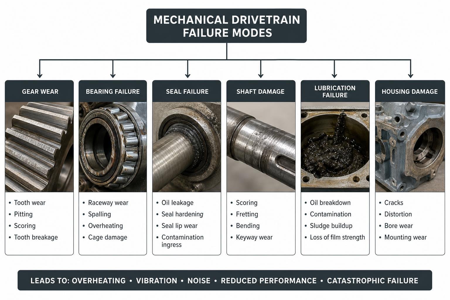 Mechanical drivetrain failure modes diagram Mechanical drivetrain failure modes diagram