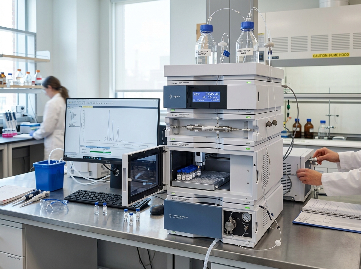 HPLC instrumentation in a research lab - peptide analysis by hplc