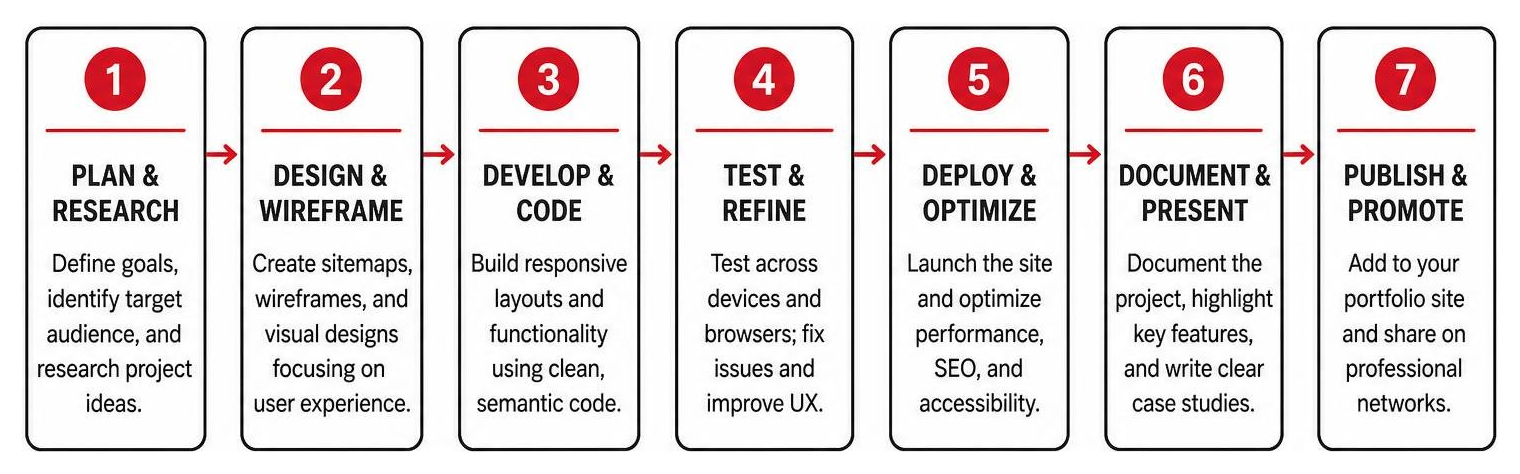 Sequence of steps for developing a professional web design portfolio Sequence of steps for developing a professional web design portfolio