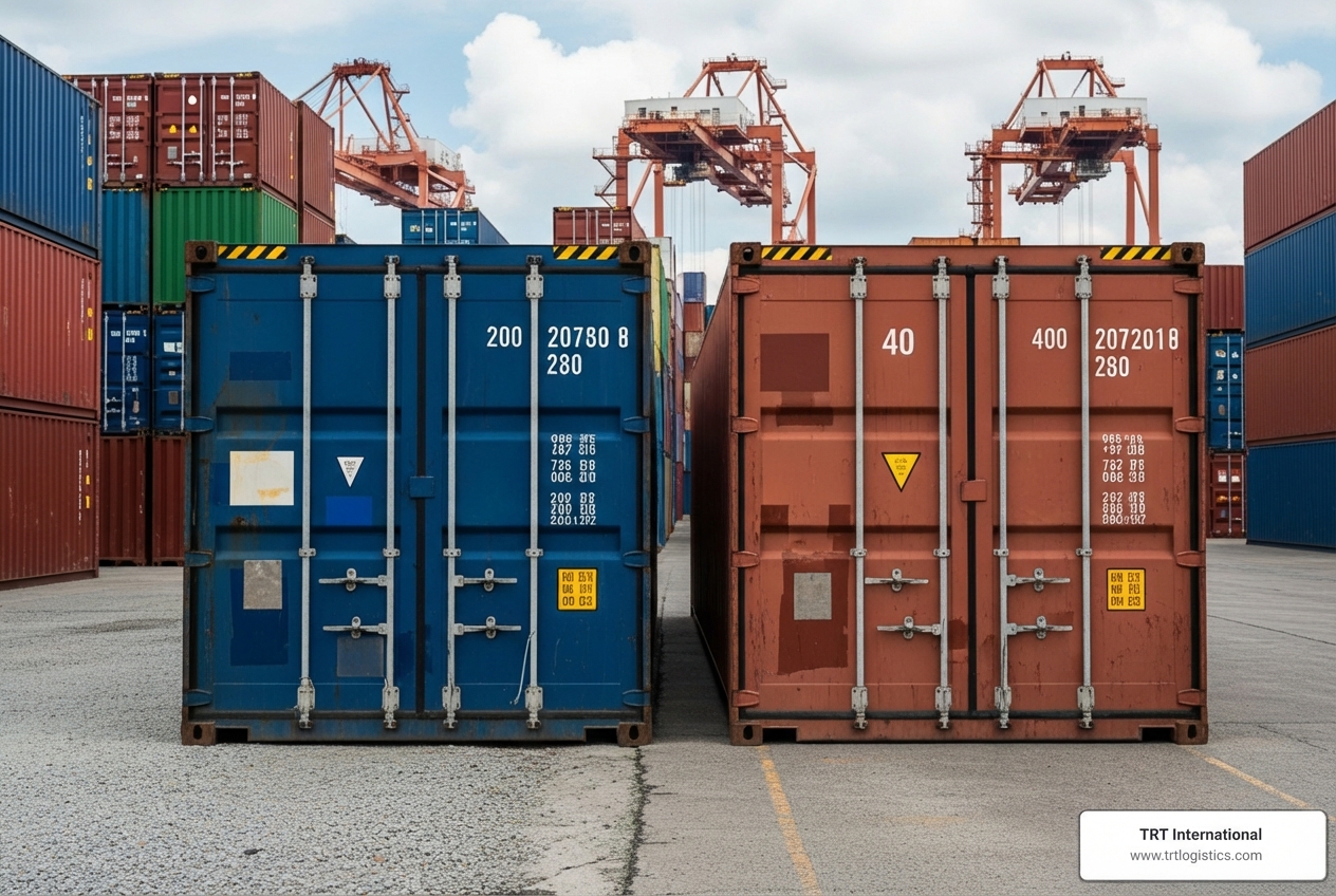 20ft and 40ft containers side-by-side - shipping large containers 20ft and 40ft containers side-by-side - shipping large containers