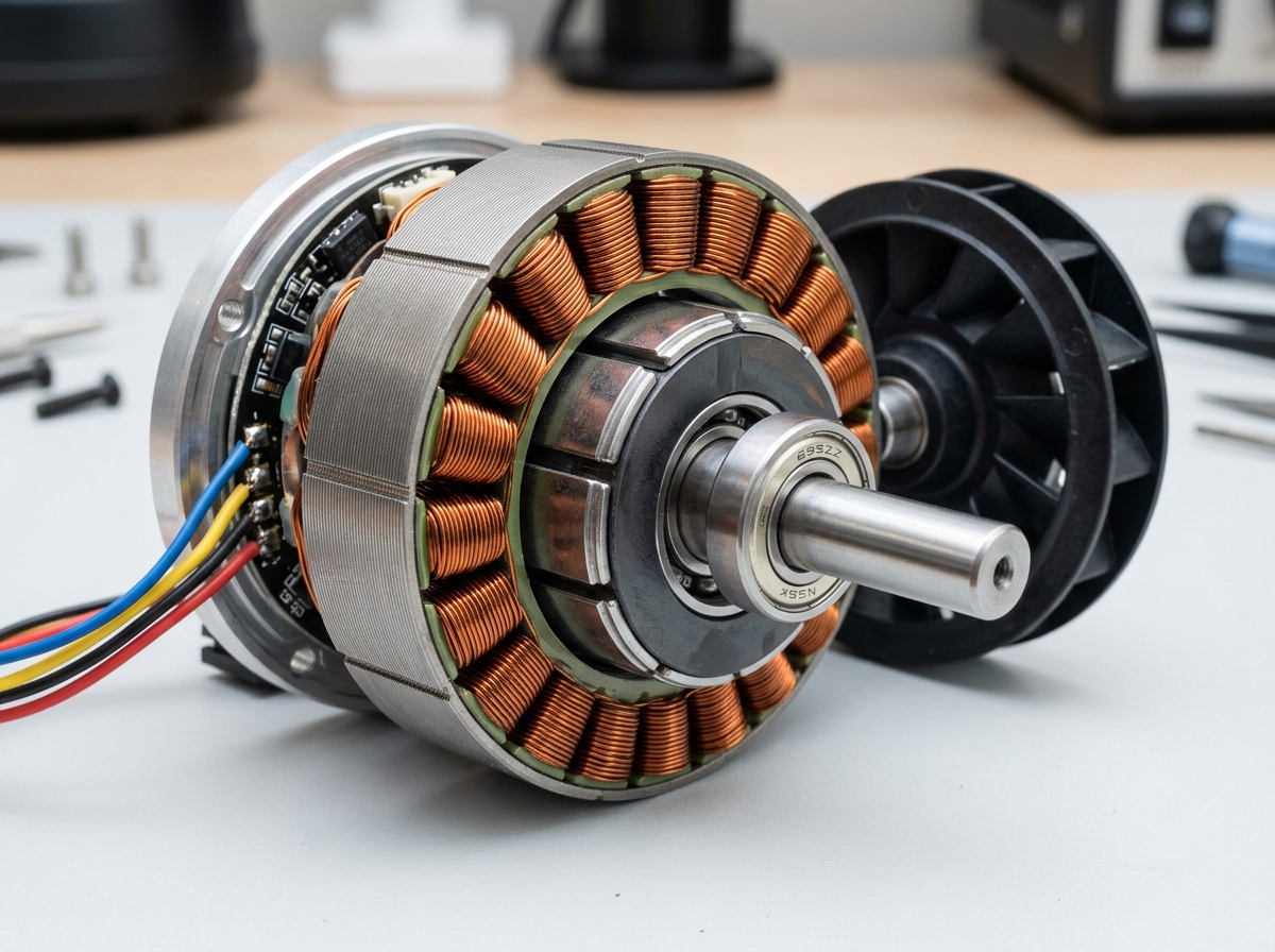 internal motor components of a high-speed electric duster - electric air duster for keyboard cleaning