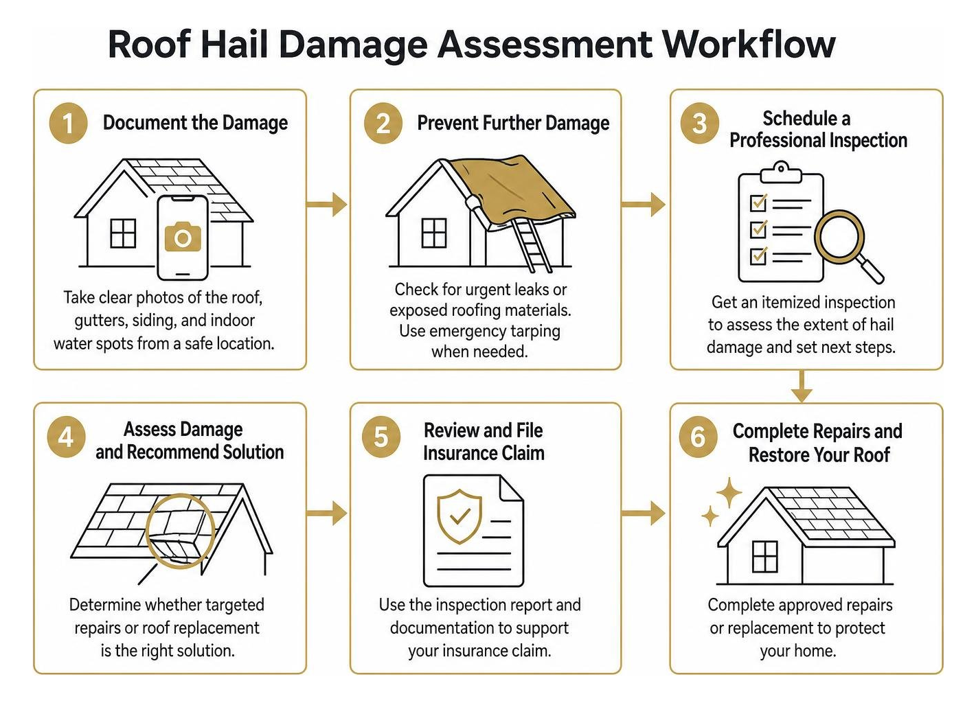Roof hail damage assessment workflow