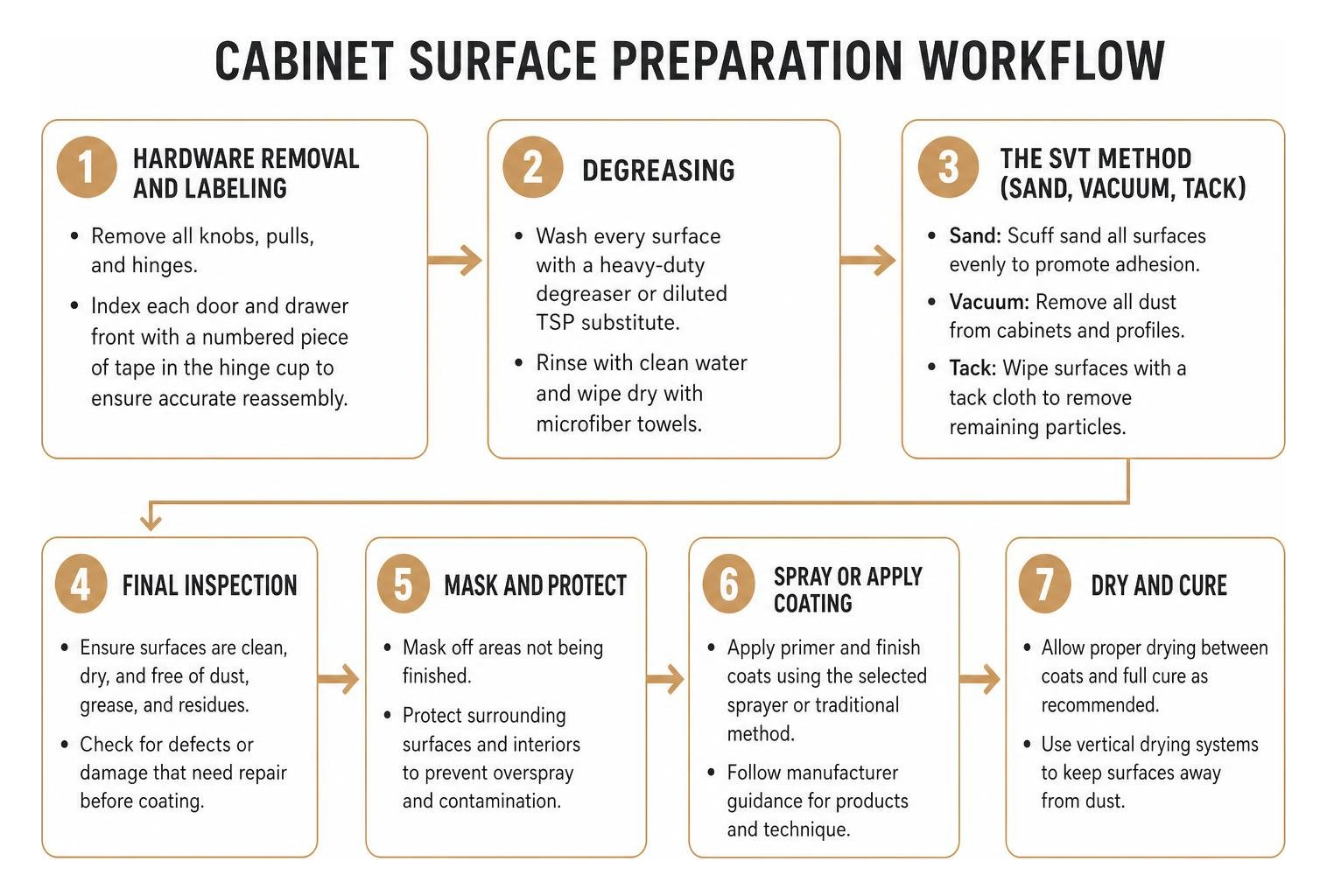 Cabinet surface preparation workflow Cabinet surface preparation workflow