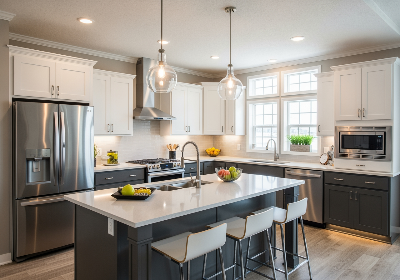 modern kitchen in triple wide mobile home - triple wide mobile homes for rent