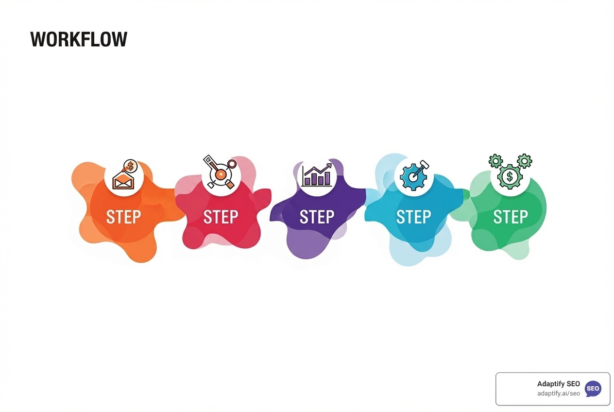 workflow diagram illustrating the 5 steps - increase backlinks with email outreach program