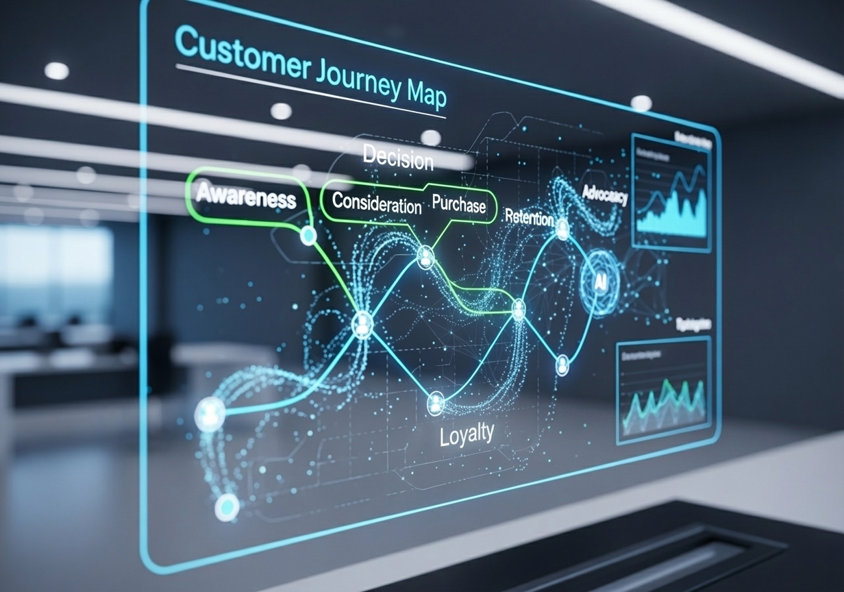 Futuristic theme, showing AI-driven customer journey mapping - Digital Marketing