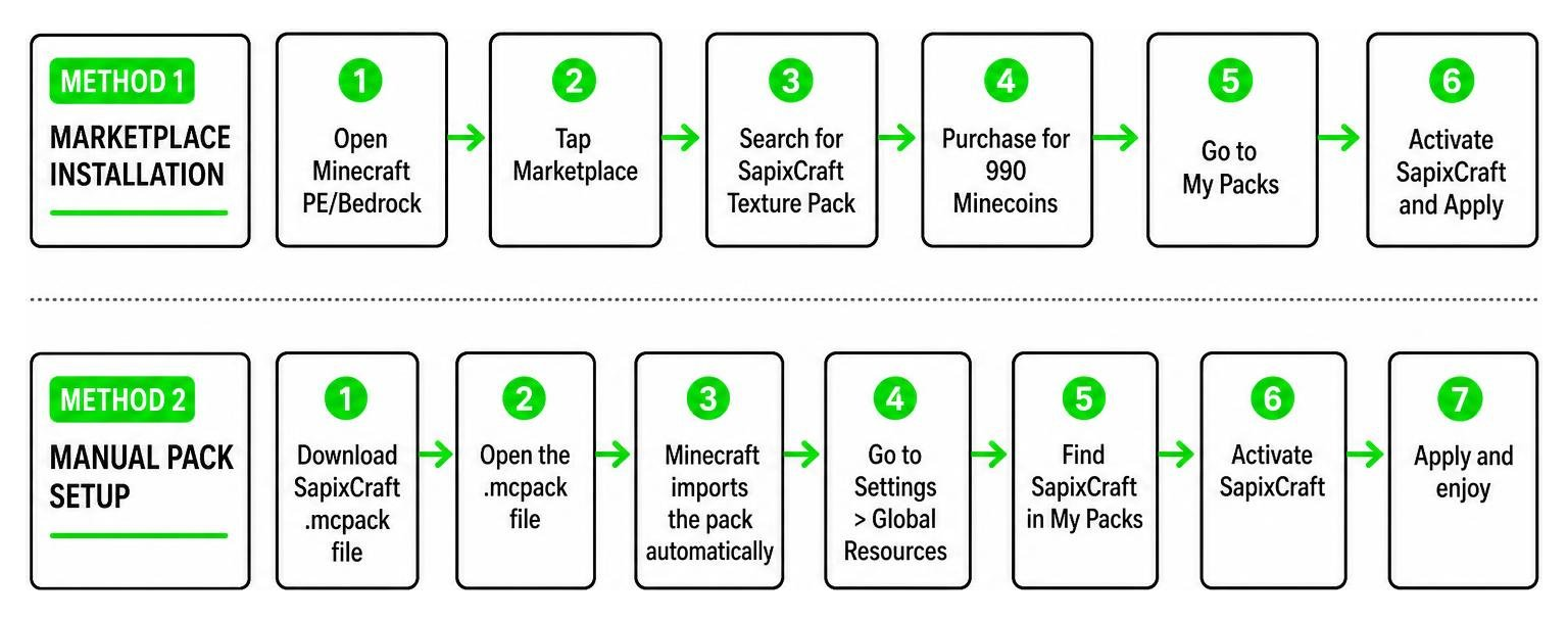 Minecraft Bedrock texture pack installation flow chart