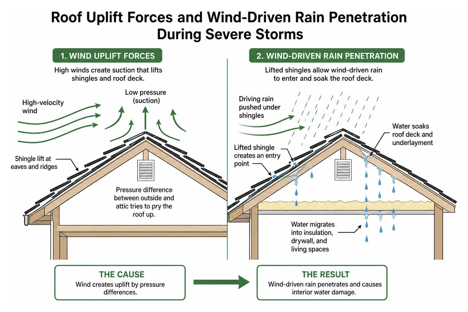 Roof uplift forces and wind-driven rain penetration during severe storms Roof uplift forces and wind-driven rain penetration during severe storms