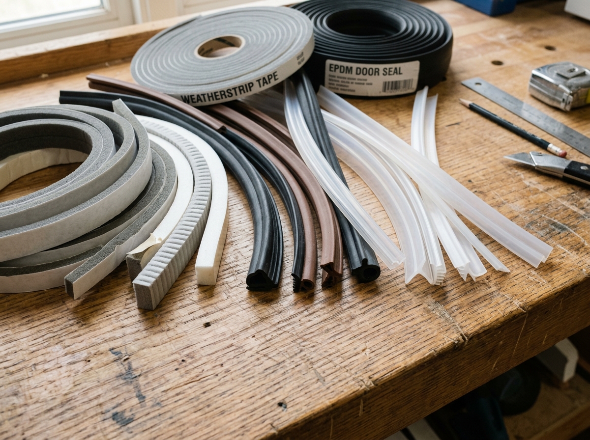 various weatherstripping materials including foam, rubber, and silicone - draught proofing strips windows