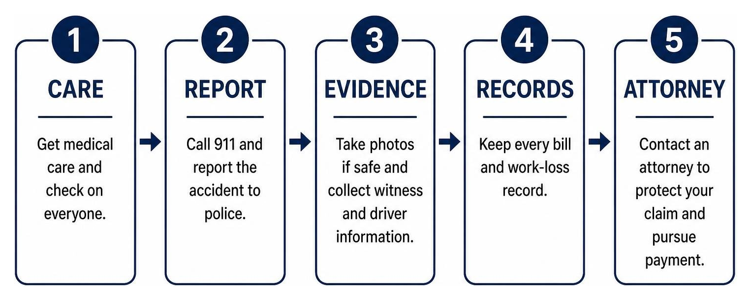 Louisiana car crash claim steps: care, report, evidence, records, attorney Louisiana car crash claim steps: care, report, evidence, records, attorney