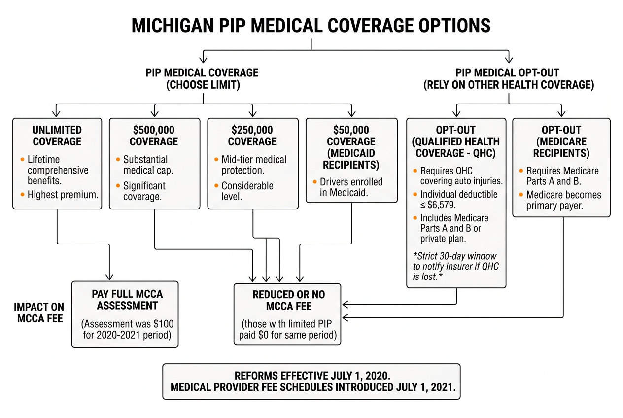 65cdbe3a4099485c81f196d7a4c5c517 Diagram showing Michigan PIP medical coverage options