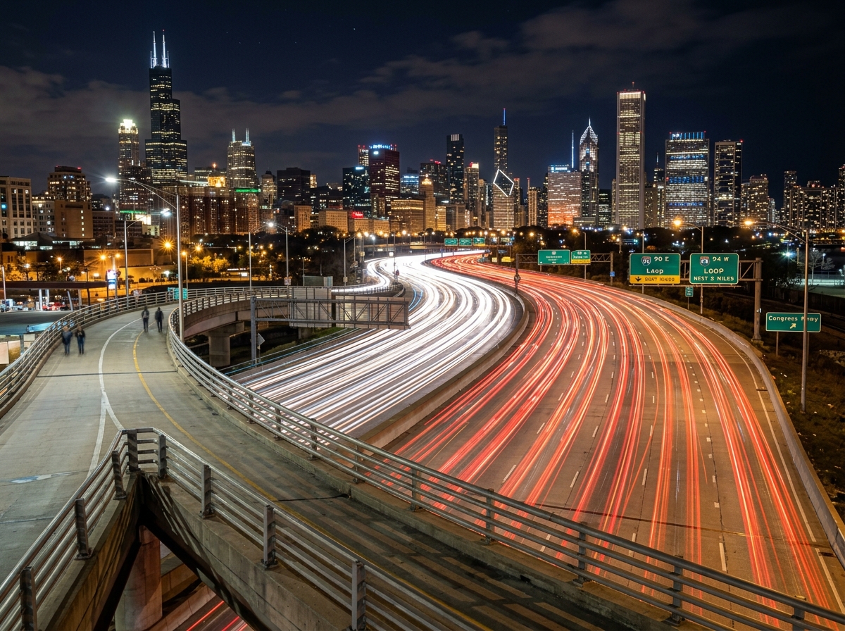 stacked light trails multiple exposures combined for a dense traffic effect - long exposure light trails stacked light trails multiple exposures combined for a dense traffic effect - long exposure light trails