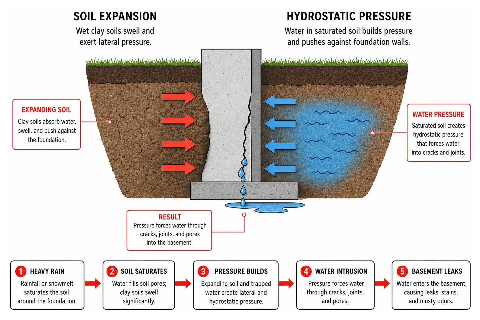 soil expansion and hydrostatic pressure diagram