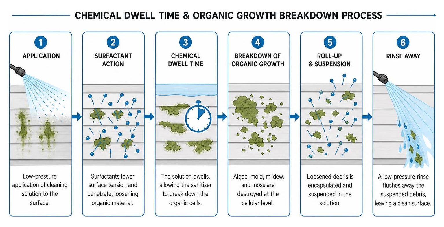 Chemical dwell time and organic growth breakdown process diagram