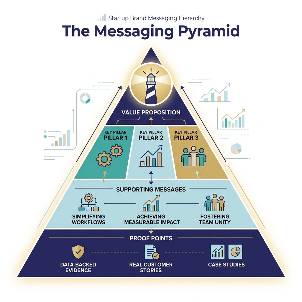 The Messaging Pyramid: Value Proposition, 3-5 Key Pillars, Supporting Messages, and Proof Points - startup brand messaging