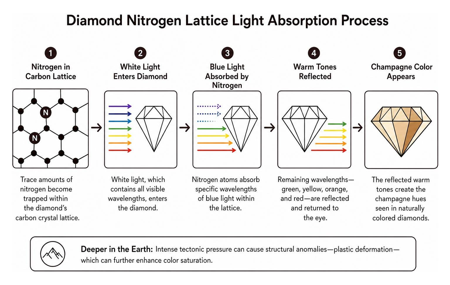 Diamond nitrogen lattice light absorption process